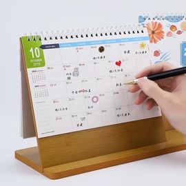 Customized Printing Full Color Spiral Chinese Wall Desk Calendar Standard Shapes